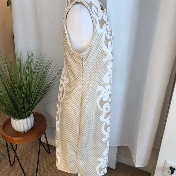 NWT Shelby & Palmer Tan/Cream Sheath Dress Sz 14 - Picture 3 of 12